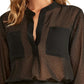 Camisa feminina estampada Winona Rachel Rachel Roy, preta, tamanho pequeno