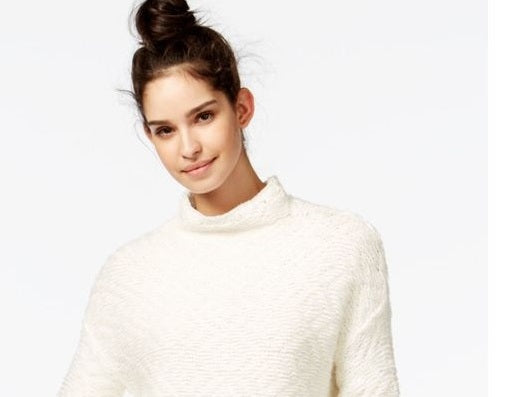 Blusa feminina de gola alta de algodão Rachel Rachel Roy, marrom, tamanho médio