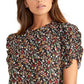 Blusa feminina Rachel Roy Hanna com manga franzida, preta, tamanho X-S