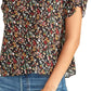 Blusa feminina Rachel Roy Hanna com manga franzida, preta, tamanho X-S