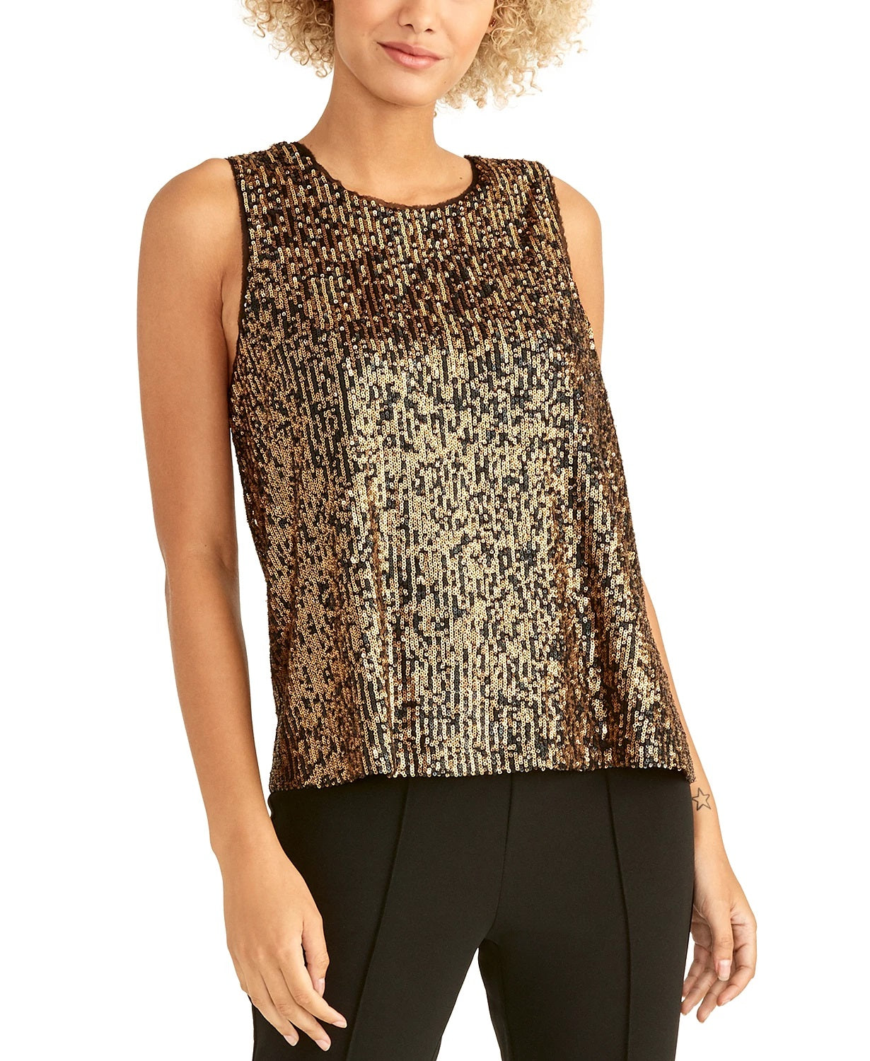 Blusa de lantejoulas Aline feminina Rachel Roy amarelo escuro tamanho X-G