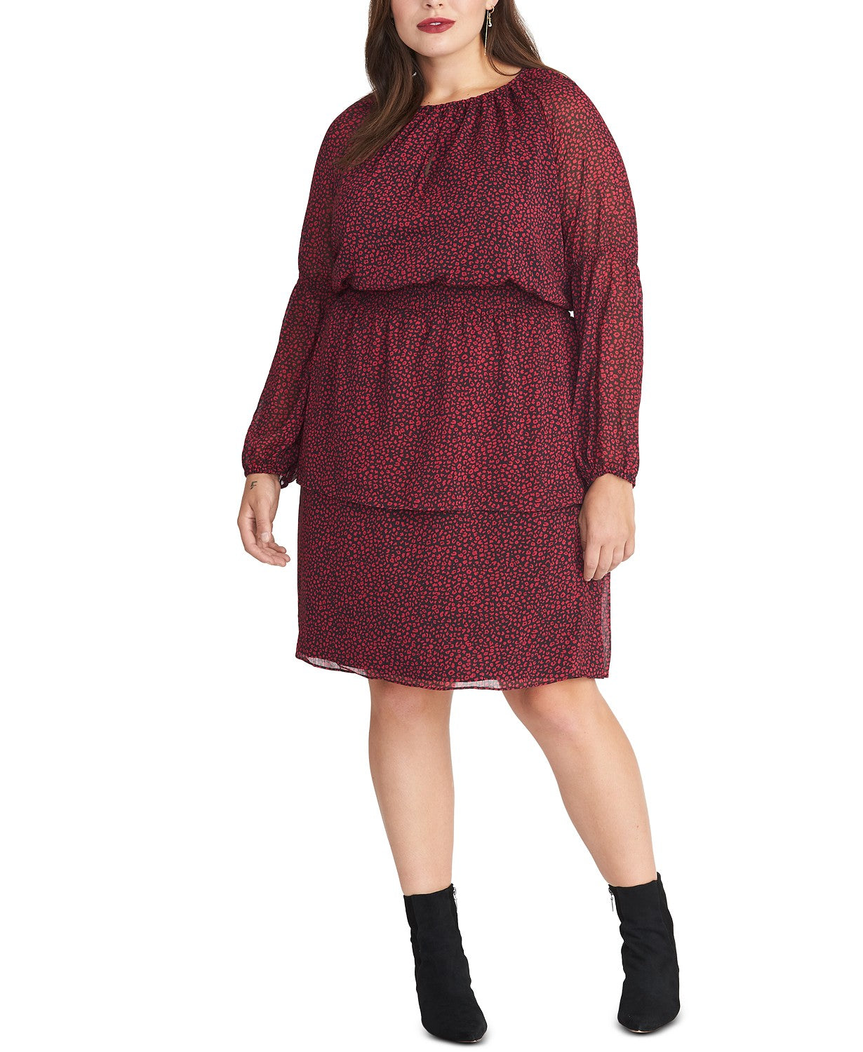 Vestido Blusa Feminino Plus Size Lola Manga Longa Estampado Floral Preto Tamanho 1X