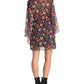 Vestido feminino Rachel Roy com estampa floral e amarração na cintura, preto, tamanho grande