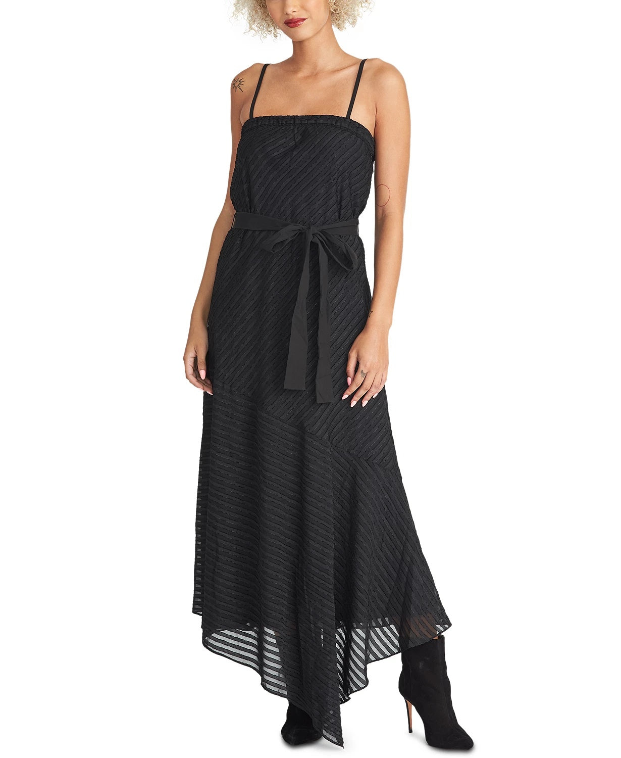 Vestido assimétrico com cinto Isla da Rachel Roy para mulheres, preto, tamanho XXG