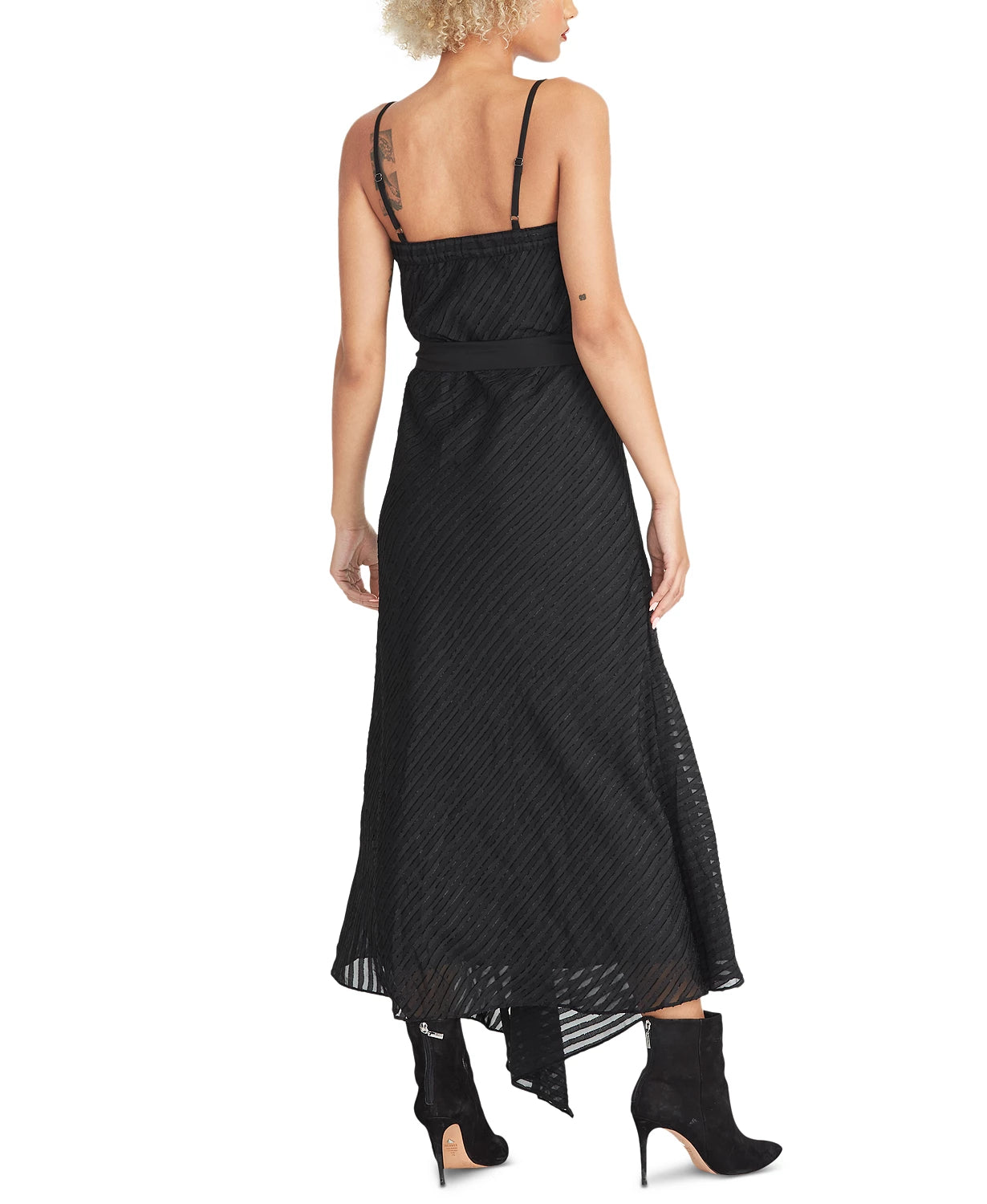 Vestido assimétrico com cinto Isla da Rachel Roy para mulheres, preto, tamanho XXG