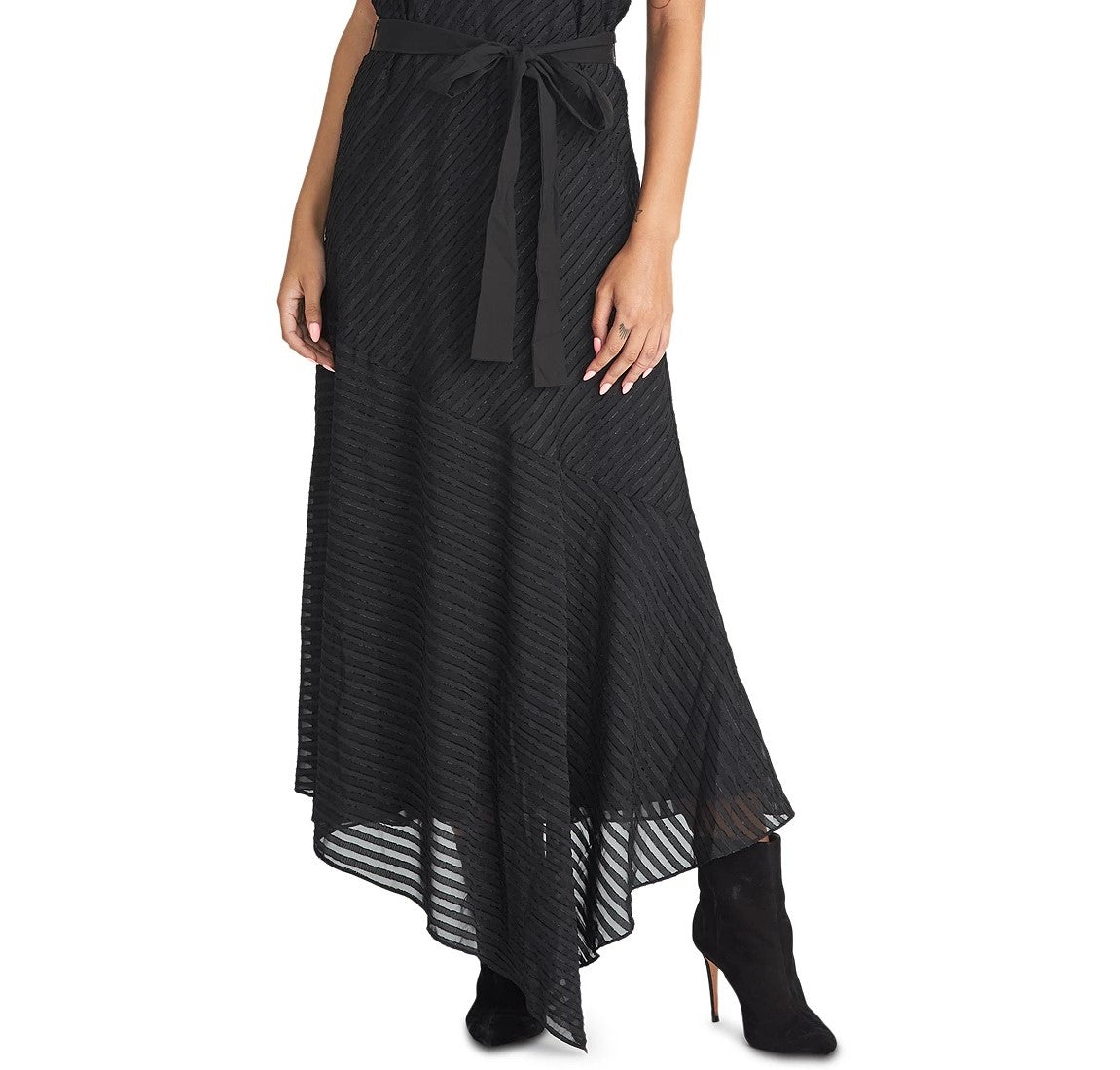Vestido assimétrico com cinto Isla da Rachel Roy para mulheres, preto, tamanho XXG