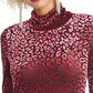 Blusa feminina Rachel Rachel Roy Val Flocked de gola alta rosa tamanho grande