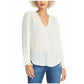 Blusa feminina Lulu com decote em V e punho franzido, tamanho grande, Rachel Rachel Roy, branca