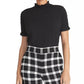 Blusa feminina Rachel Roy Elle com babados e gola alta, preta, tamanho grande