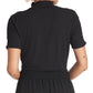 Blusa feminina Rachel Roy Elle com babados e gola alta, preta, tamanho grande