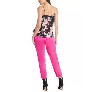 Blusa feminina Karlie sem mangas com babados e estampa preta, tamanho extra pequeno, Rachel Rachel Roy