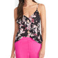 Blusa feminina Karlie sem mangas com babados e estampa preta, tamanho extra pequeno, Rachel Rachel Roy