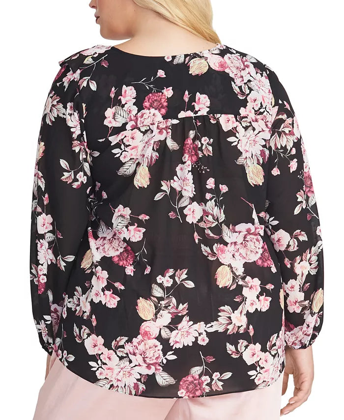 Blusa Layla com babados Rachel Rachel Roy feminina, preta, tamanho 1 extra