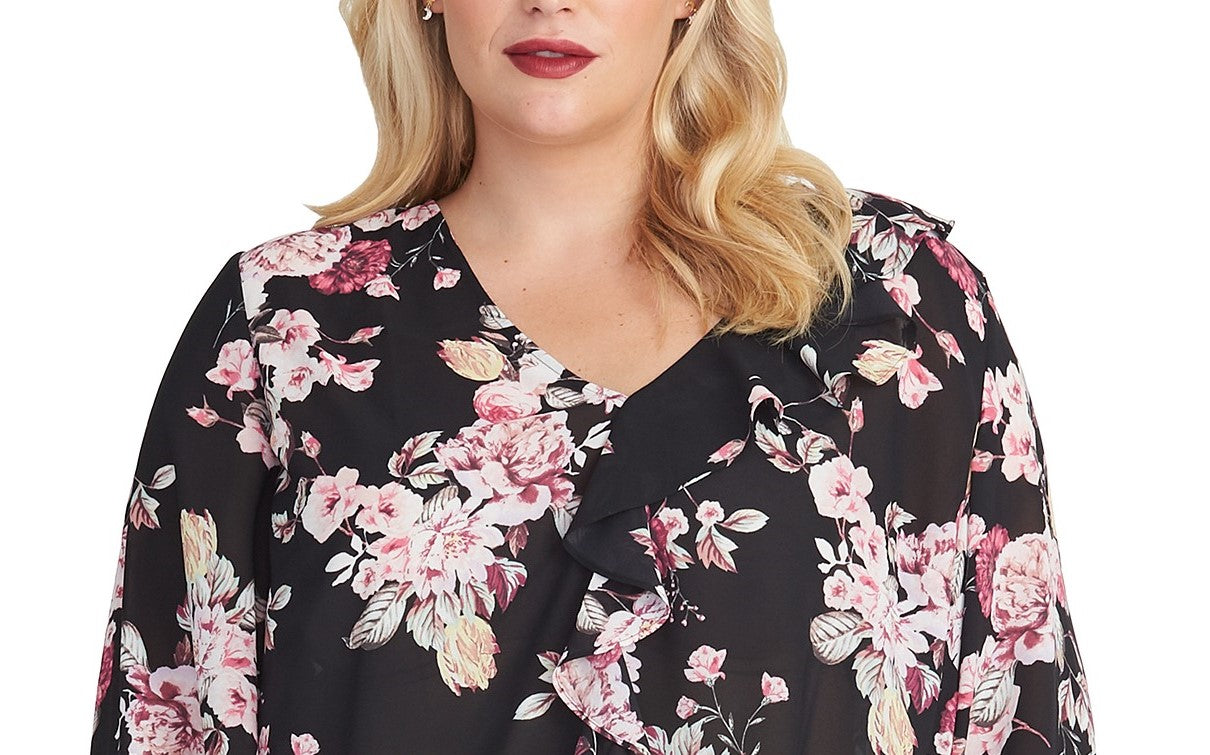 Blusa Layla com babados Rachel Rachel Roy feminina, preta, tamanho 1 extra