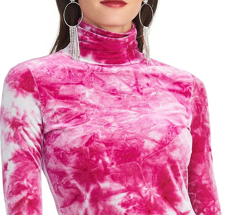 Rachel Roy Val Tie-Dyed Top de gola alta feminino roxo tamanho extra pequeno