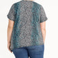 Rachel Roy Top feminino plus size com estampa animal e fenda lateral, azul brilhante, tamanho 0X