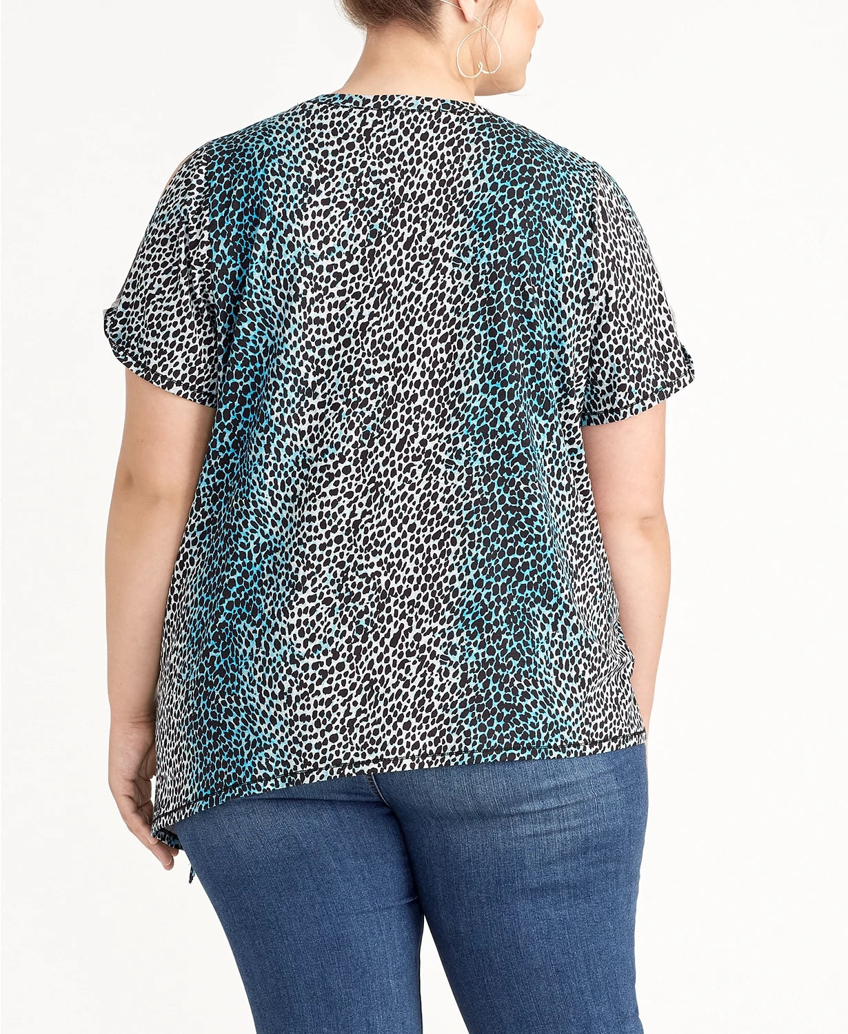 Rachel Roy Top feminino plus size com estampa animal e fenda lateral, azul brilhante, tamanho 0X