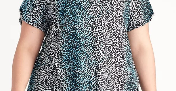 Rachel Roy Top feminino plus size com estampa animal e fenda lateral, azul brilhante, tamanho 0X