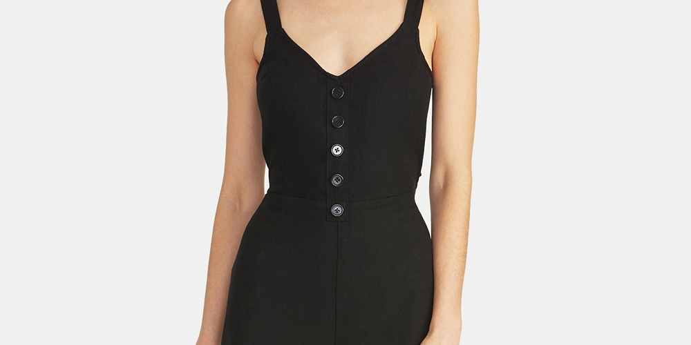 Macacão curto de algodão feminino Rachel Roy com amarração nas costas, preto, tamanho 12