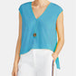 Rachel Rachel Roy Top curto Bina com decote em V feminino, azul, tamanho pequeno