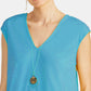 Rachel Rachel Roy Top curto Bina com decote em V feminino, azul, tamanho pequeno