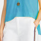 Rachel Rachel Roy Top curto Bina com decote em V feminino, azul, tamanho pequeno