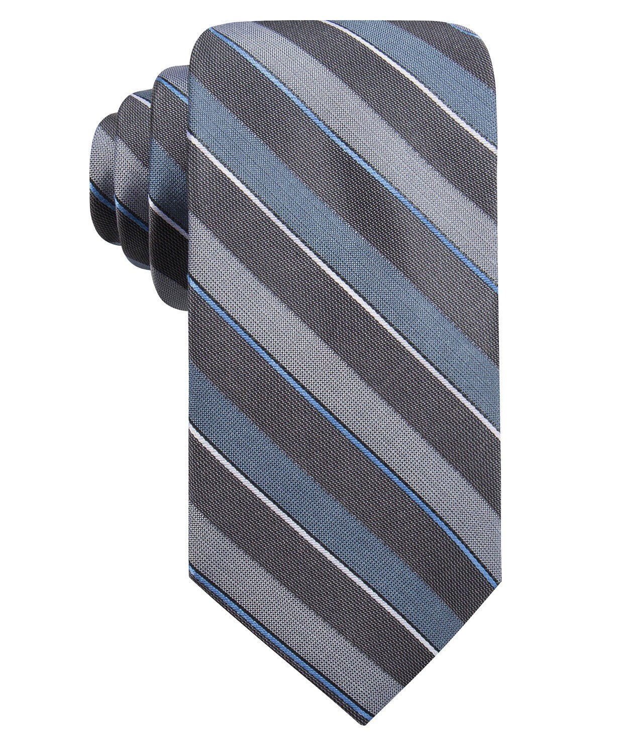 Gravata listrada fina Bragg masculina Ryan Seacrest Distinction azul tamanho regular