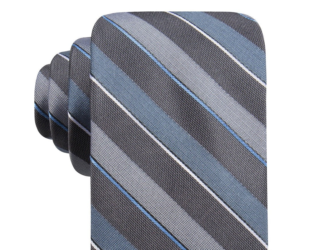 Gravata listrada fina Bragg masculina Ryan Seacrest Distinction azul tamanho regular