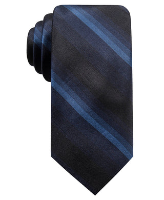 Gravata de seda listrada com listras ombré masculinas Ryan Seacrest Distinction Leigh Slim, tamanho azul-marinho, tamanho regular