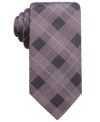 Gravata de seda xadrez fina Clemson masculina Ryan Seacrest, rosa, tamanho regular
