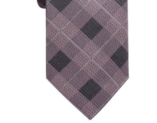 Gravata de seda xadrez fina Clemson masculina Ryan Seacrest, rosa, tamanho regular