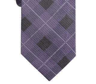 Gravata de seda xadrez fina Clemson masculina Ryan Seacrest Distinction, roxa, tamanho regular