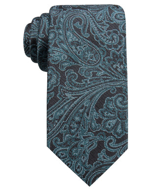 Gravata masculina Ryan Seacrest Distinction Wilson Slim Paisley Azul Tamanho Regular