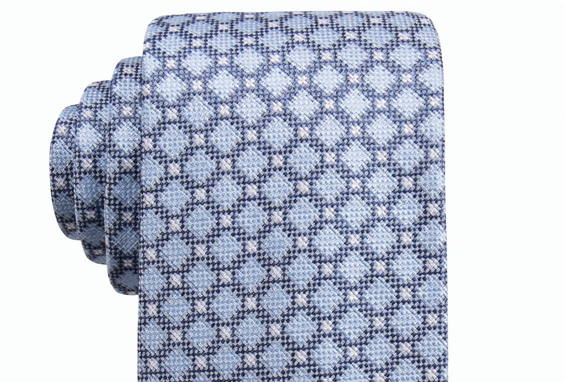 Gravata fina masculina Ryan Seacrest Distinction Bona Neat azul brilhante tamanho regular