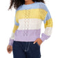 Suéter listrado com mangas bufantes Ultra Flirt Juniors, tamanho extra grande, azul