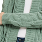 Cardigan de malha mista em chenille Ultra Flirt Juniors, verde, tamanho extragrande