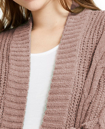 Cardigan de malha mista em chenille Ultra Flirt Juniors, rosa, tamanho pequeno