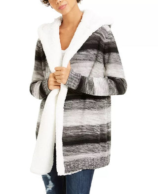 Cardigan Crave Fame Junior Sherpa Trim Cinza Tamanho P