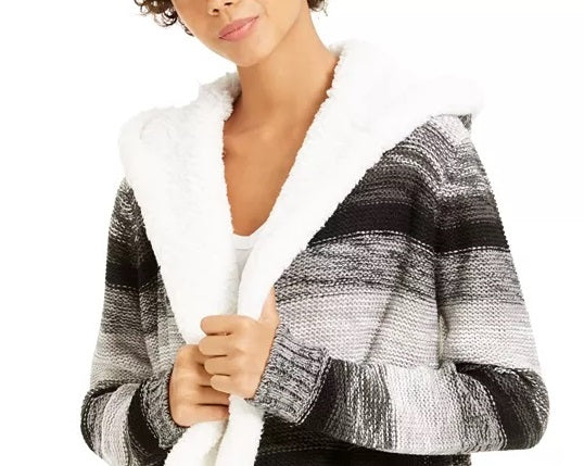 Cardigan Crave Fame Juniors com acabamento Sherpa, cinza, tamanho X-S