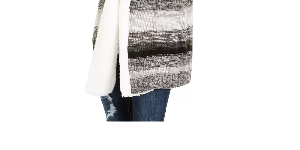 Cardigan Crave Fame Juniors com acabamento Sherpa, cinza, tamanho X-S