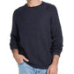 Suéter masculino vintage à prova de intempéries com manga raglan e lavagem a pedra, estilo colmeia, azul, tamanho pequeno