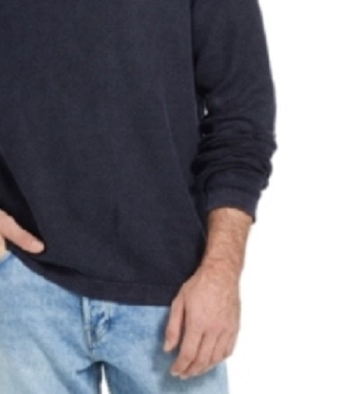 Suéter masculino vintage à prova de intempéries com manga raglan e lavagem a pedra, estilo colmeia, azul, tamanho pequeno