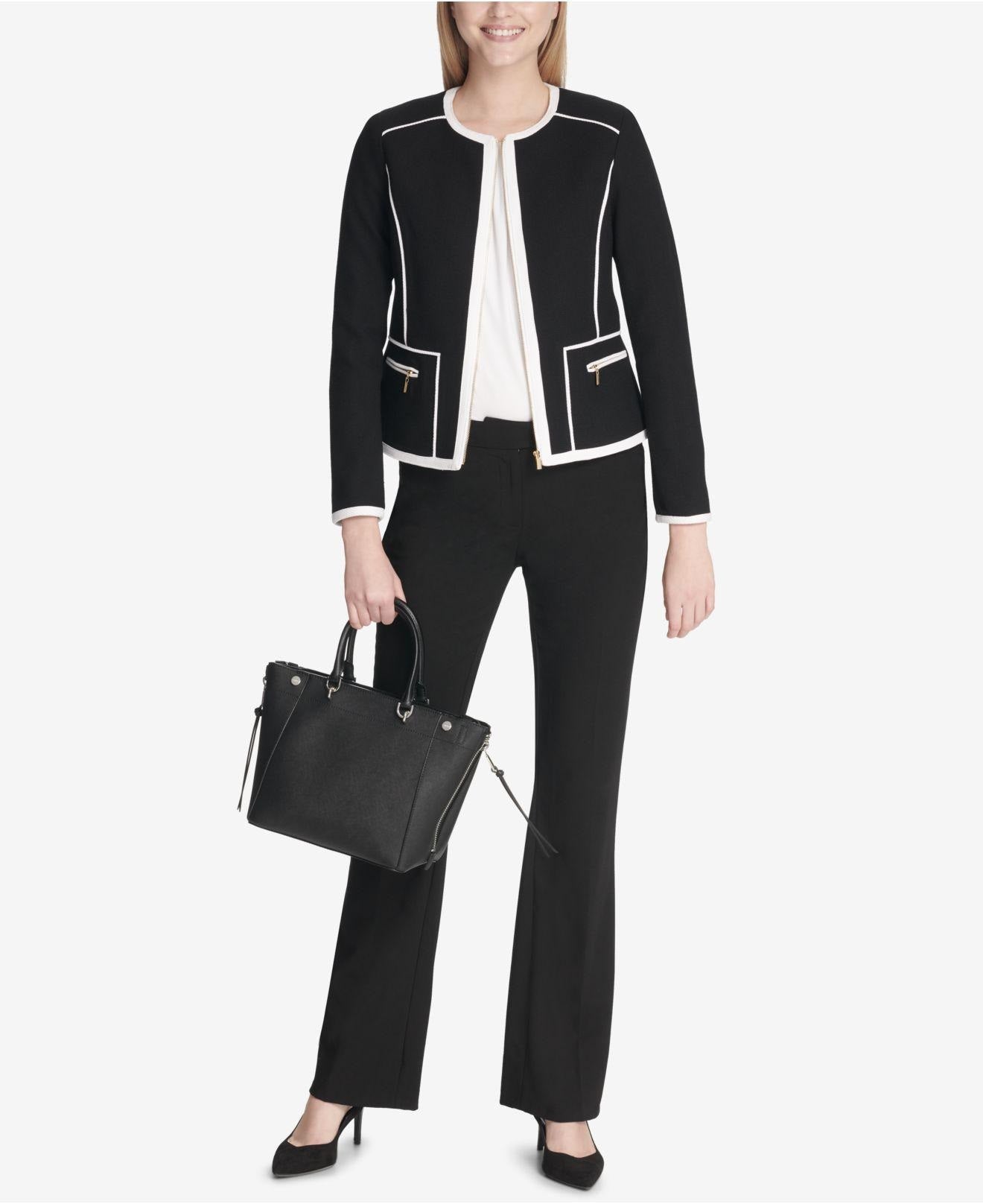 Jaqueta Calvin Klein Feminina com Acabamento Tubular Preta Tamanho 8