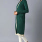 Calvin Klein Cardigan Longo Feminino Frente Aberta Verde Tamanho Médio
