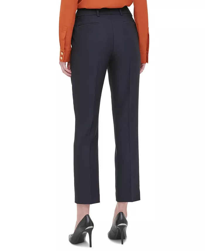Calça feminina Calvin Klein de sarja slim, azul-marinho, tamanho 4