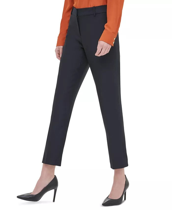 Calça feminina Calvin Klein de sarja slim, azul-marinho, tamanho 4