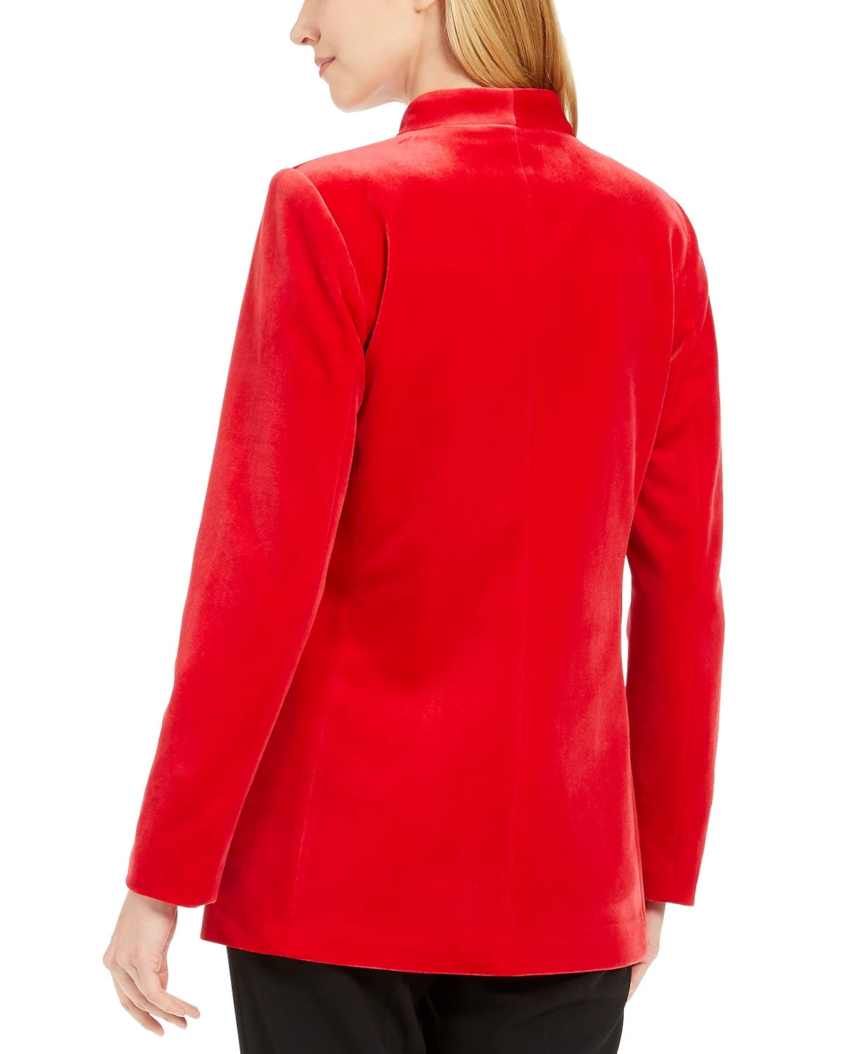 Calvin Klein Blazer longo de veludo feminino, tamanho médio, vermelho, 12
