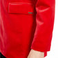 Calvin Klein Blazer longo de veludo feminino, tamanho médio, vermelho, 12