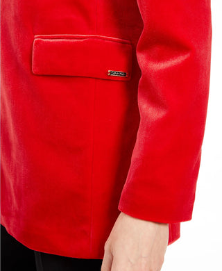 Calvin Klein Blazer longo de veludo feminino, tamanho médio, vermelho, 12