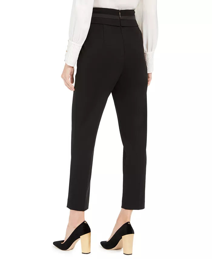 Calça de smoking feminina Calvin Klein de cintura alta, preta, tamanho 8